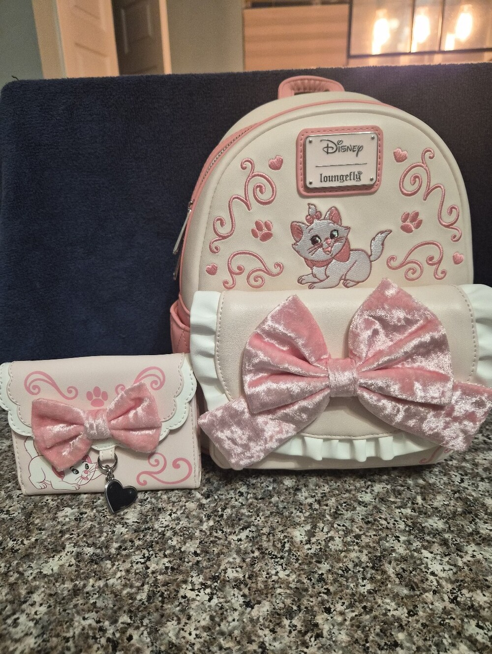 Loungefly Pink & Cream Marie Mini Backpack with Matching Wallet
